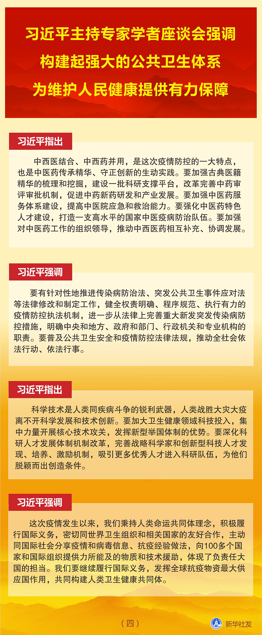 图表：习近平主持专家学者座谈会强调 构建起强大的公共卫生体系 为维护人民健康提供有力保障（四） 新华社发